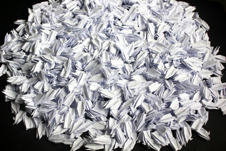 1000 Pure White Origami Paper Cranes Crafts Paper Goods Wedding Pure Love 10x10cm 39 Origami Crane image 3