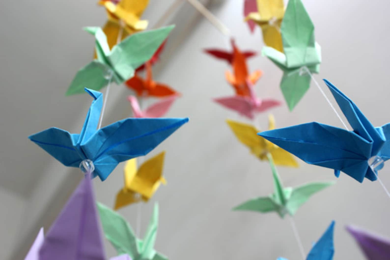 Baby Crib Mobile Origami Paper Crane Amazing Colorful Rainbow Etsy