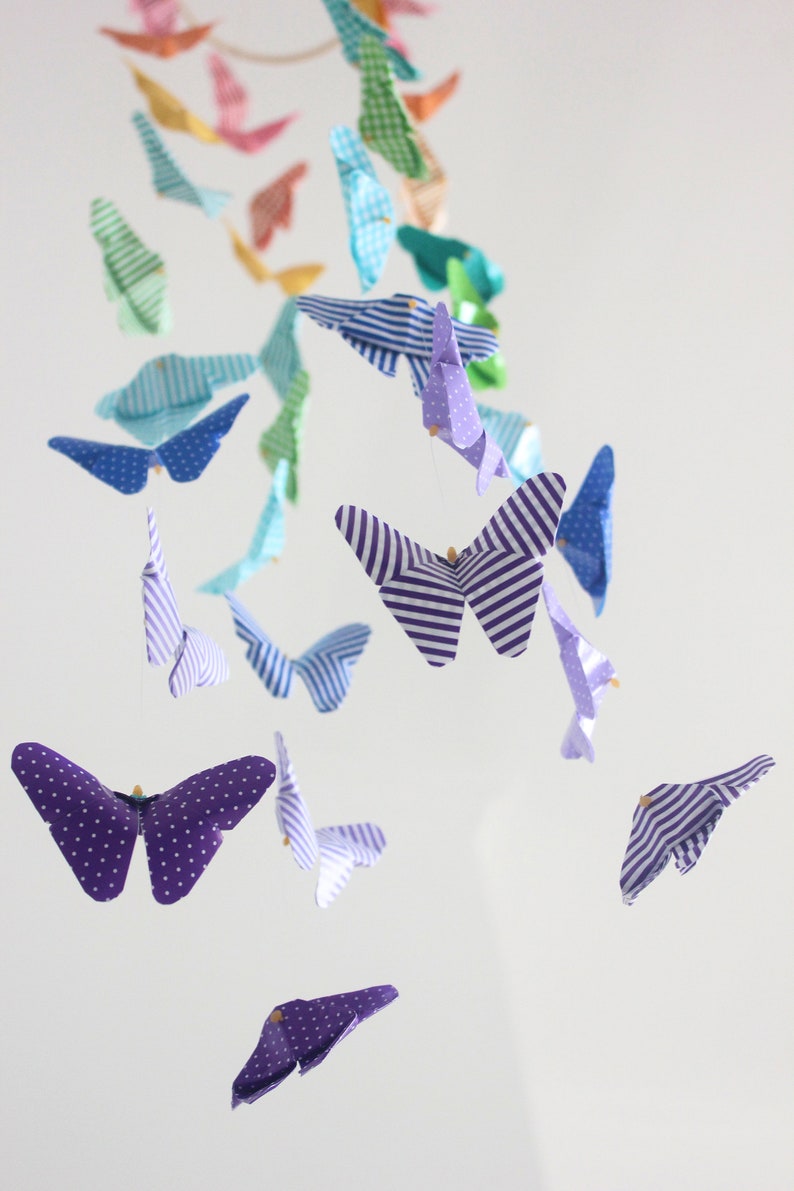 Baby Crib Rainbow Butterfly Mobile Butterflied Chandelier Etsy