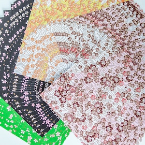 Japanese Sakura Chiyogami Origami Paper 4 Colors 100 Sheets 5.9 x 5.9 inch Cherry Blossom Origami Paper Pack Ornament Decoration Party Favor