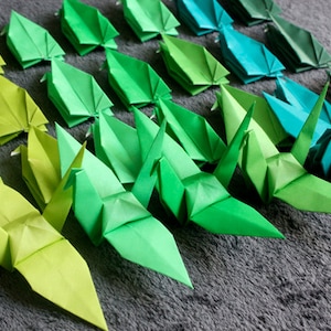 100 Large Origami Cranes Origami Paper Cranes Made of 15cm 6 Japanese Paper  5 Green Colors Gradation Tone Shade Wedding Decoration -  Denmark