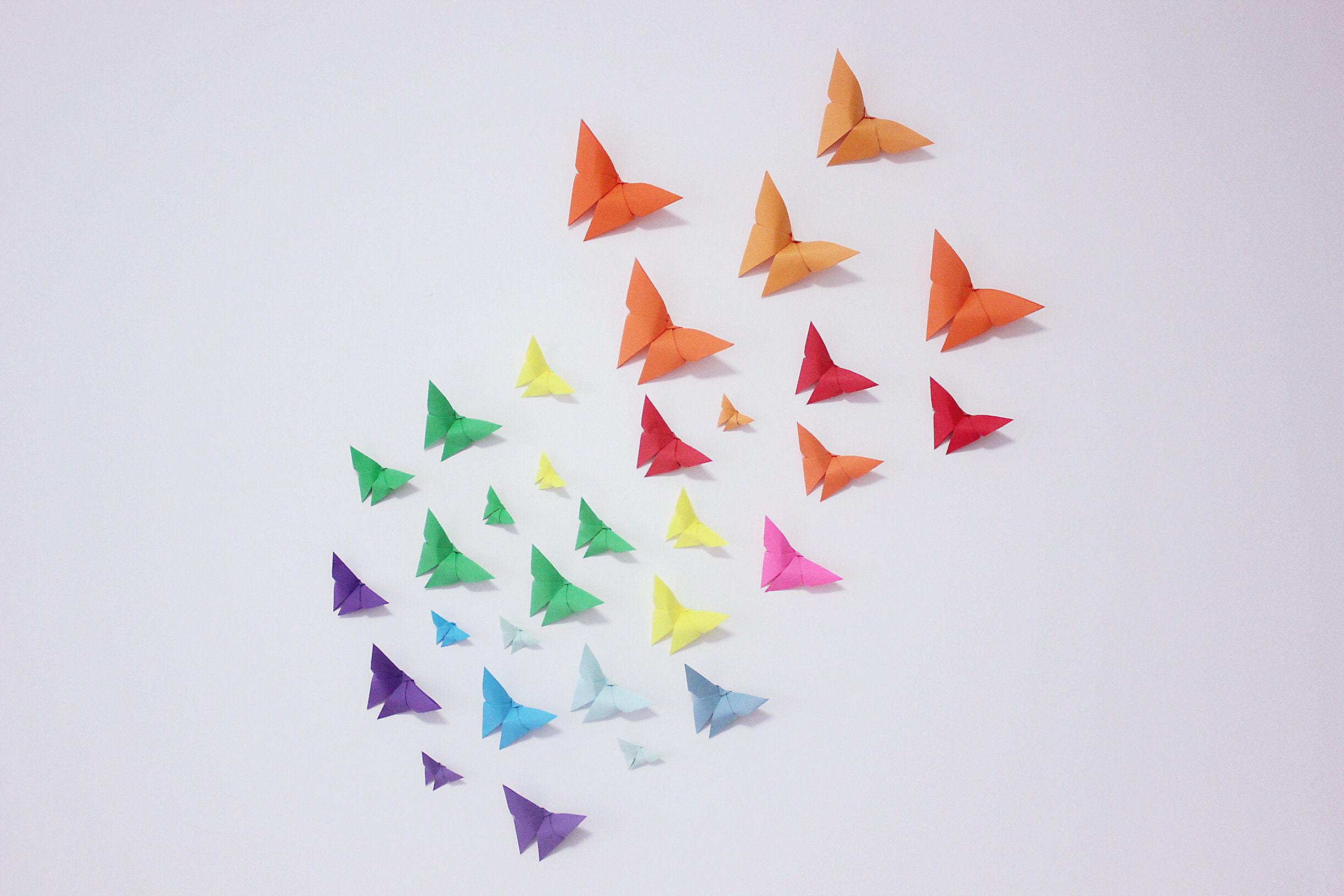 80 Origami Butterflies Rainbow 3D Paper Butterfly Wall Art for Wedding ...