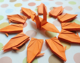 1000 Origami Paper Cranes Handmade Paper Goods 10x10cm Origami Crane for Wedding Party Gifts Child Room Baby Shower Decoration Orange