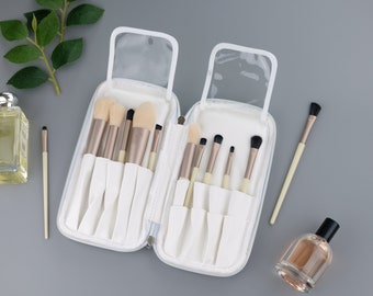 Personalized Initials Portable Makeup Brush Organizer, Cosmetic Brushes Holder, Makeup Organizer Storage Bag, Custom Name Engraved Case
