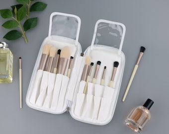 Personalisierte Initialen Tragbarer Make-up-Pinsel-Organizer, Kosmetikpinselhalter, Make-up-Organisator-Aufbewahrungstasche, Etui mit individueller Gravur