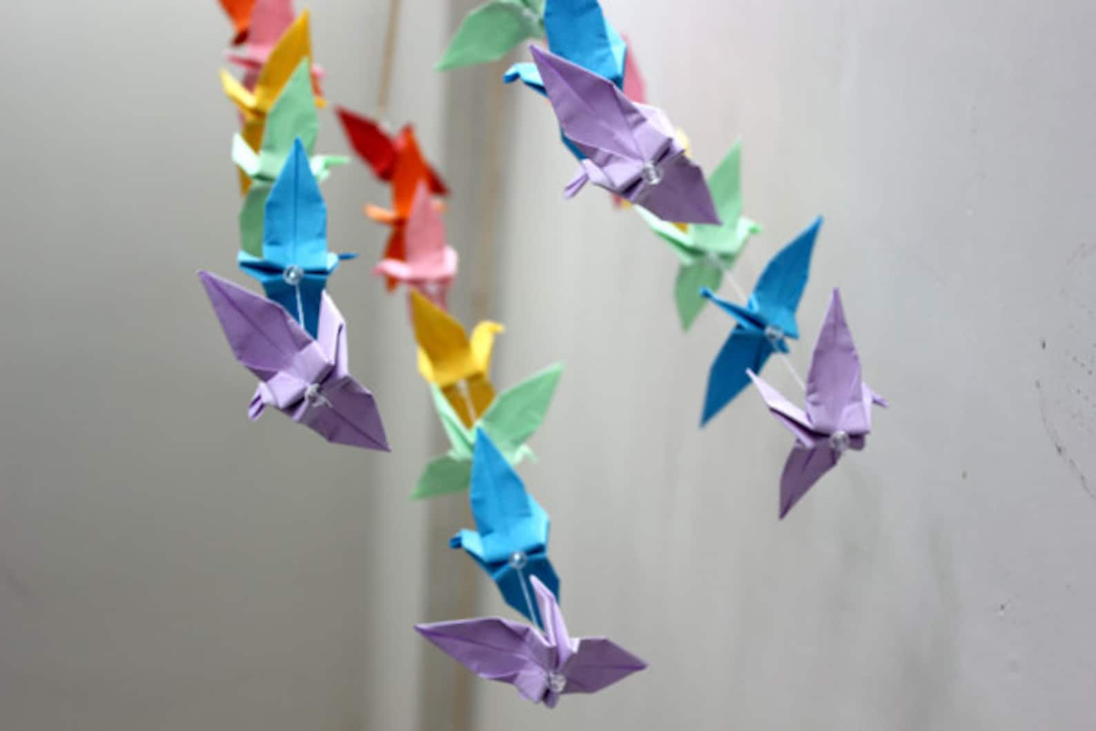 Baby Crib Mobile Origami Paper Crane Amazing Colorful Rainbow Etsy