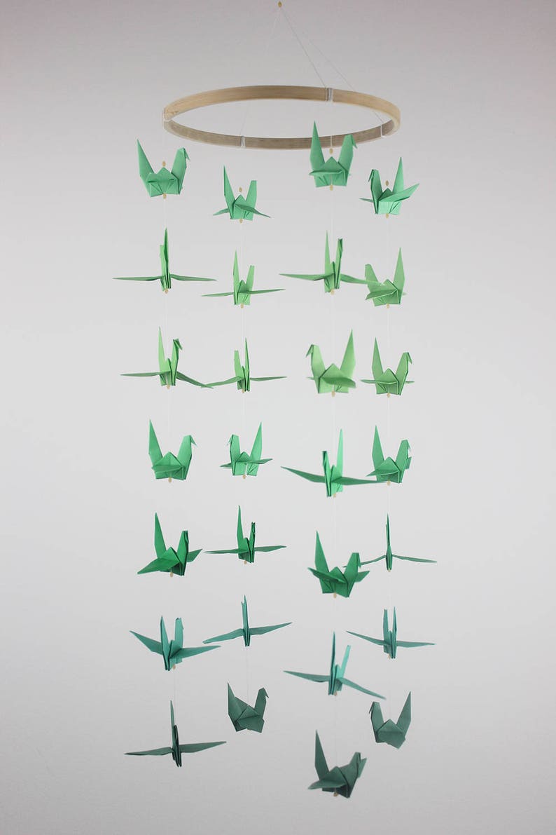 Baby Crib Mobile Origami Paper Crane Shades Color Cot Cranes Etsy