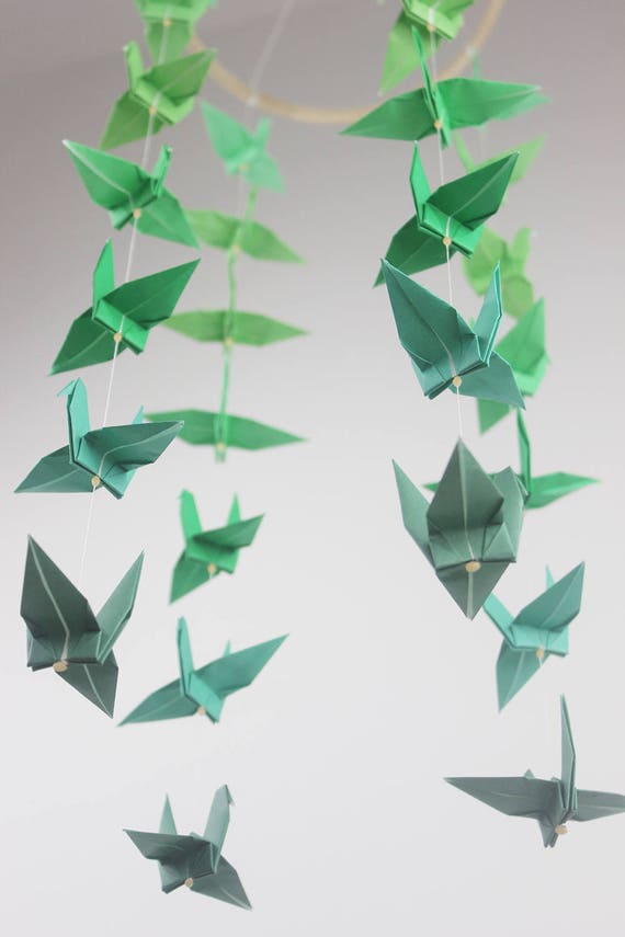 Baby Crib Mobile Origami Paper Crane Shades Color Cot Cranes Etsy