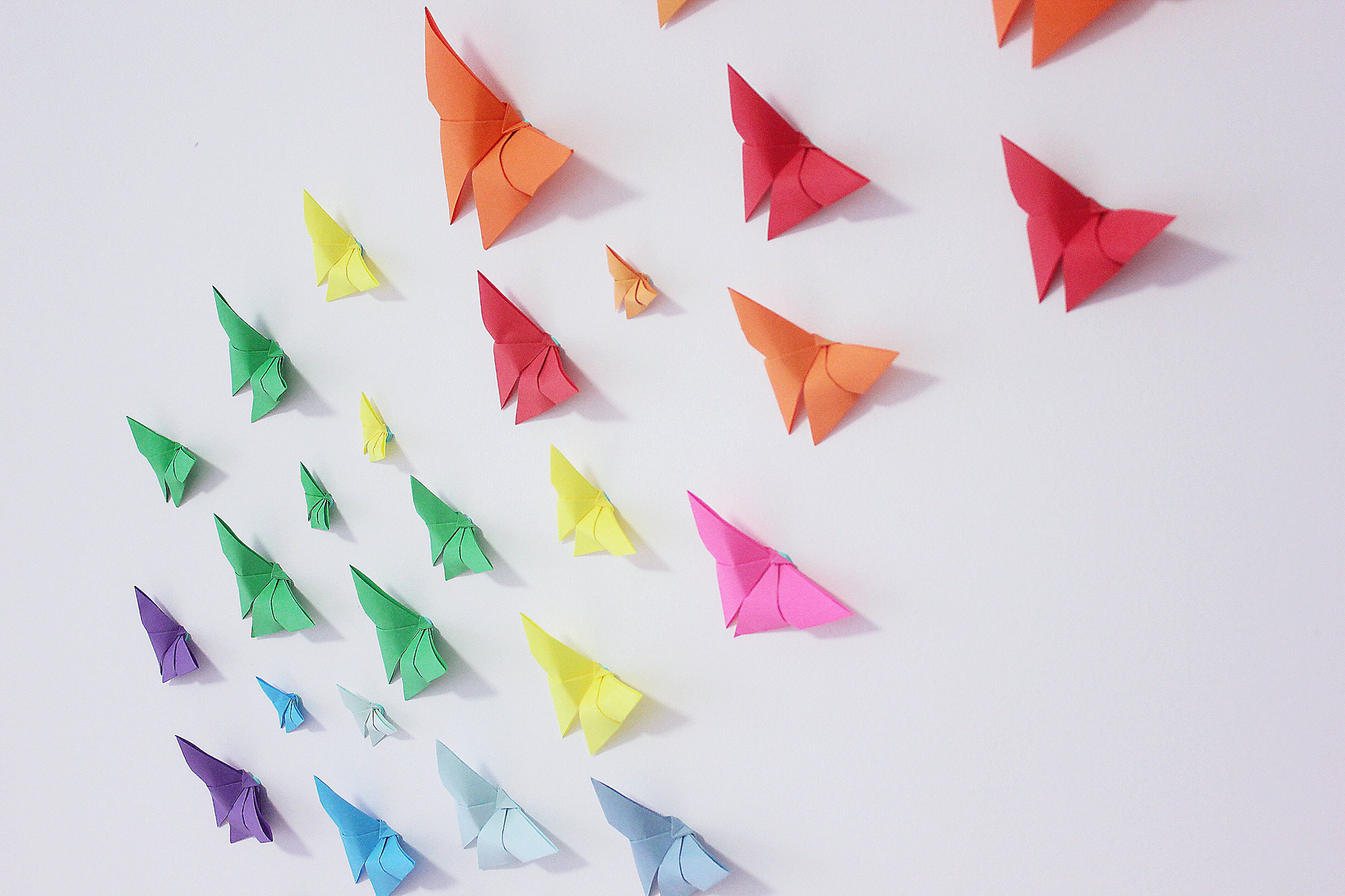80 Origami Butterflies Rainbow 3D Paper Butterfly Wall Art for Wedding ...
