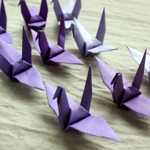 10 x 10cm/4&quot; 100 Paper Cranes Customized for Wedding, Child Room Home Decoration All Shades of PURPLE Paper Goods Crane