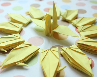 1000 Origami Paper Cranes 10x10cm Origami Crane for Wedding Party Love Weddings Gifts Child Room Baby Shower Decoration - Yellow