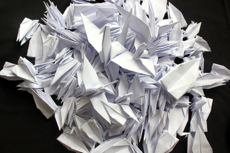 100 Pure White Origami Paper Cranes Crafts Paper Goods Wedding Pure