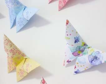 60 Origami Butterflies Flower 3D Paper Butterfly Wall Art for Wedding Decoration Aisle Birthday Party Gift Color Mix