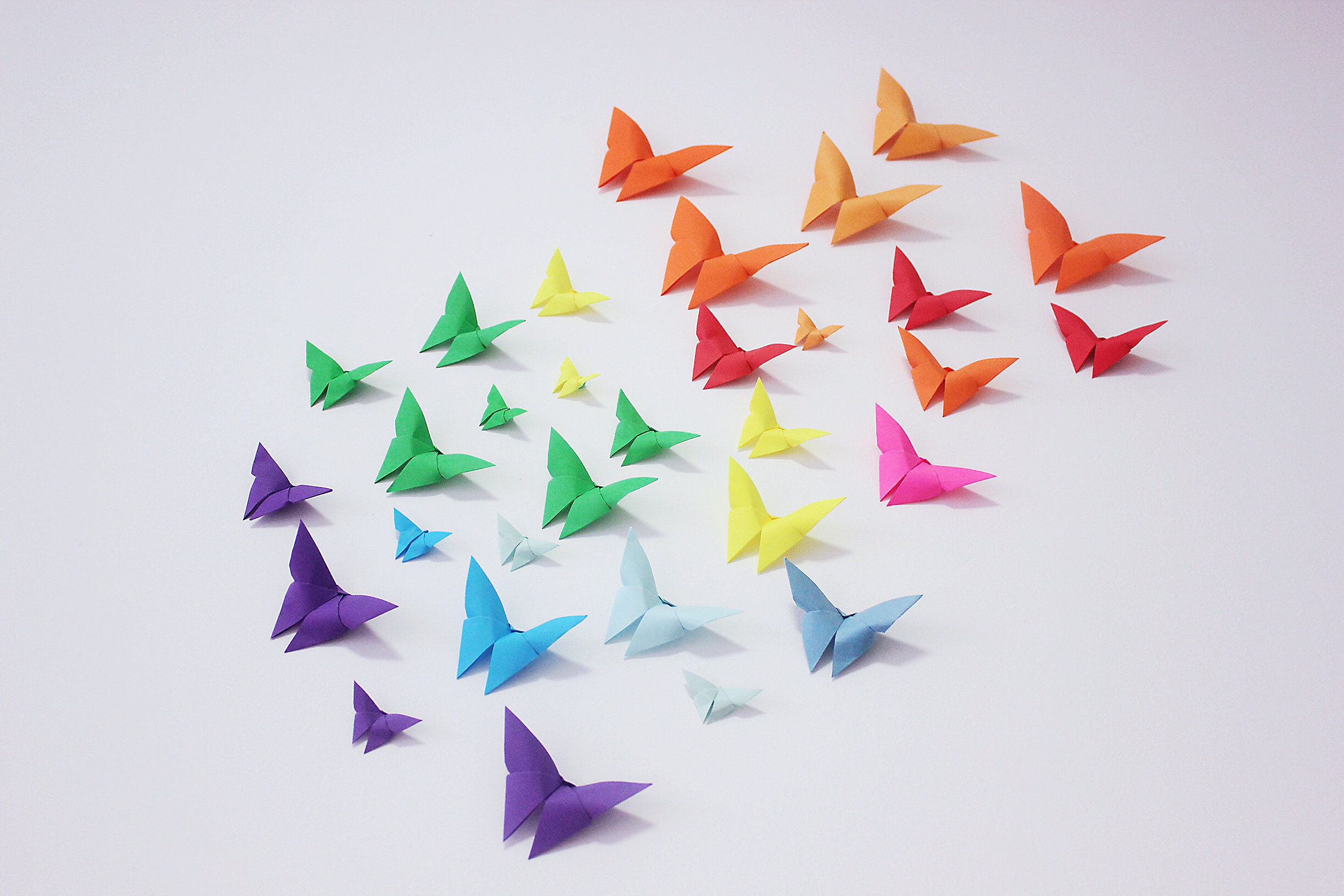 80 Origami Butterflies Rainbow 3D Paper Butterfly Wall Art for Wedding ...