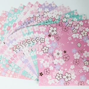 Japanischer Sakura Foliendruck Chiyogami Origami Papier 14 Blatt 5,9 x 5,9 Zoll Goldfolie Washi Cherry Blossom Origami Paper Pack