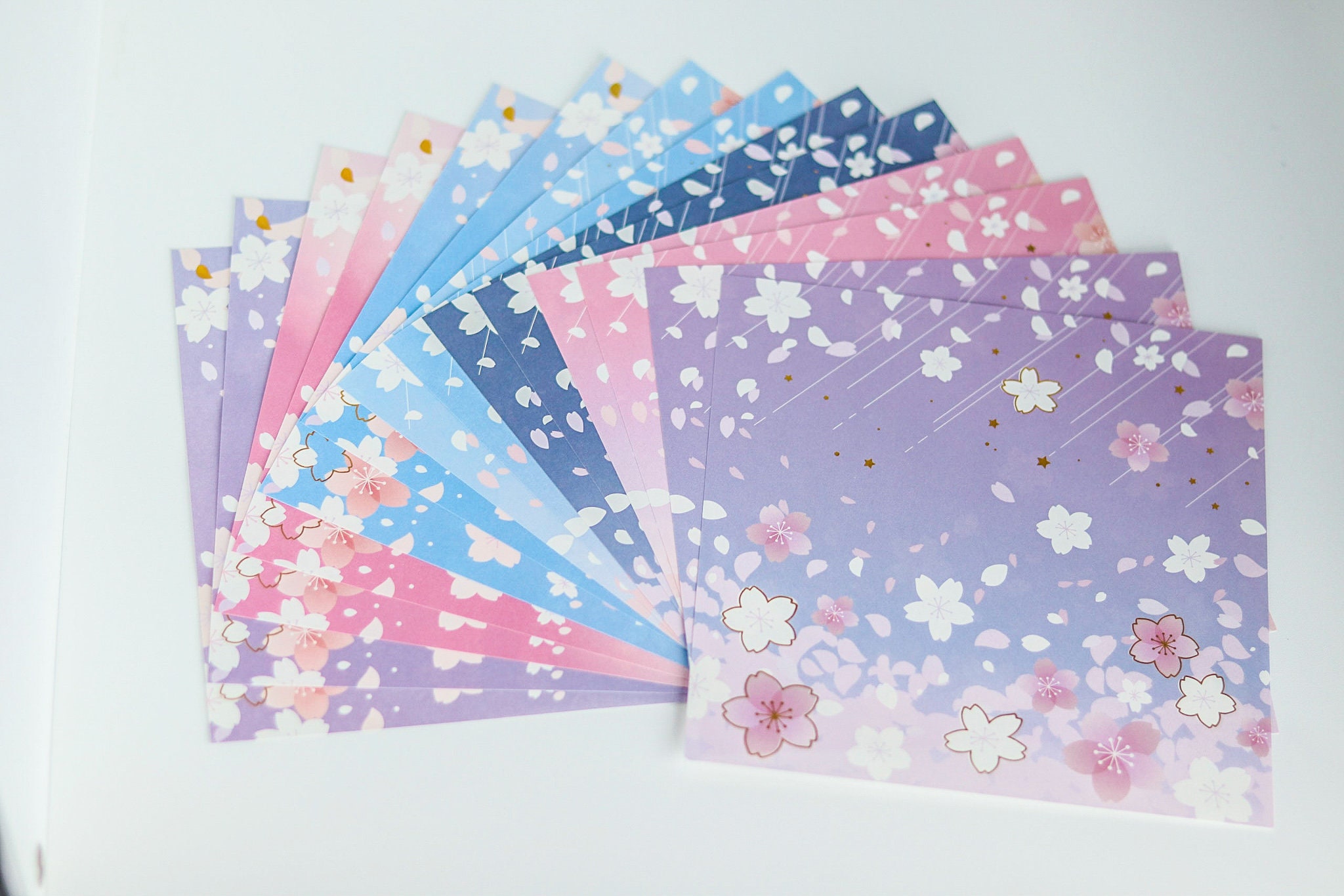 Japanese Sakura Foil Print Chiyogami Origami Paper 14 Sheets 5.9 X