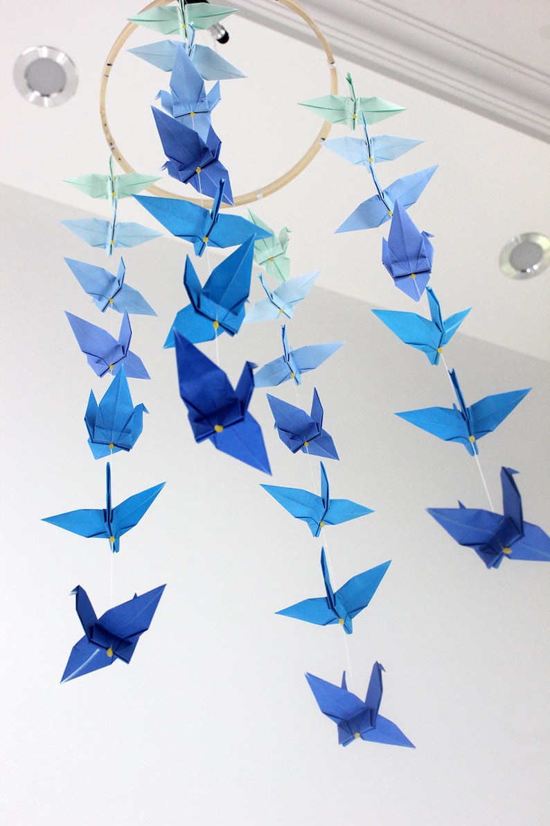 Baby Crib Mobile Origami Paper Crane Shades Color Cot Cranes Etsy