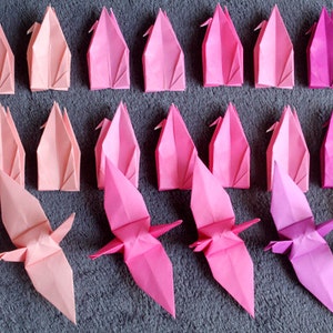 1000 Origami Paper Cranes Crafts Party Wedding Christmas Gift Decor Bird Paper Goods Crane All in Pink Shade