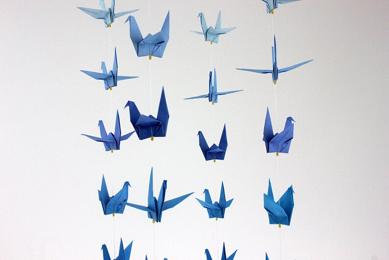 Baby Crib Mobile Origami Paper Crane Shades Color Cot Cranes Etsy