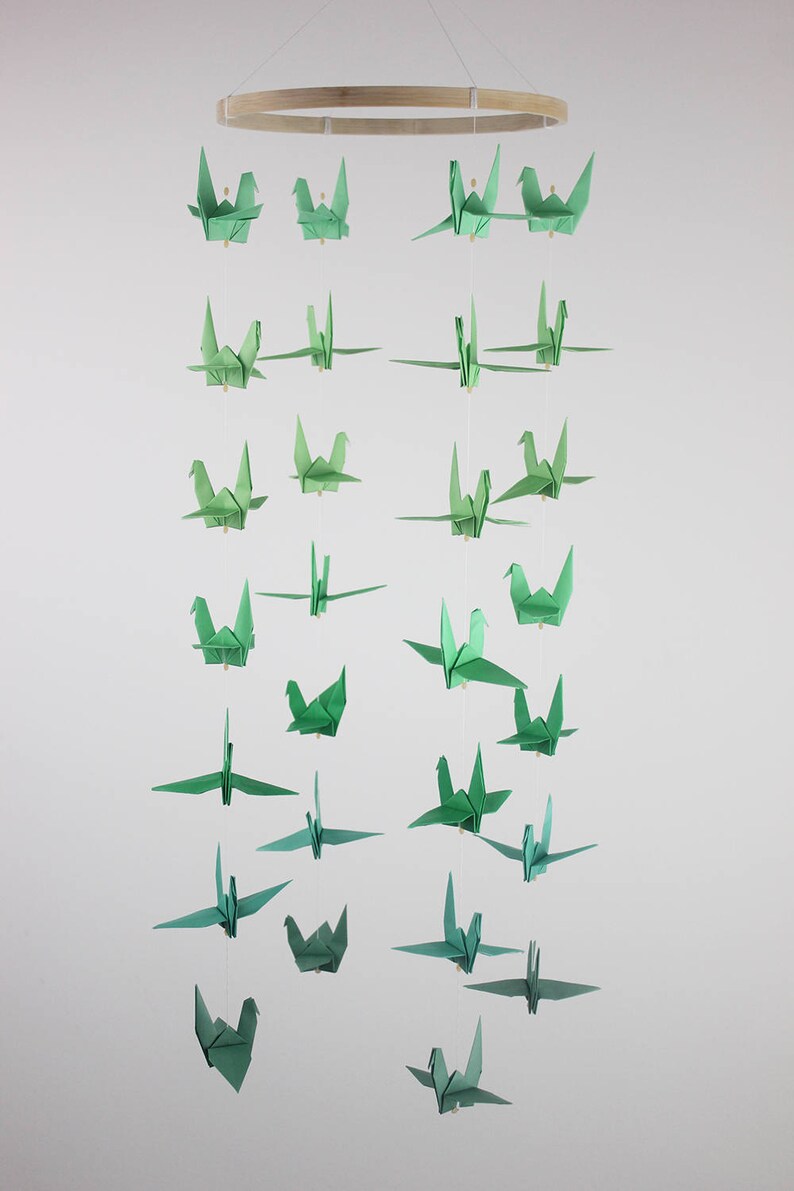 Baby Crib Mobile Origami Paper Crane Shades Color Cot Cranes Etsy