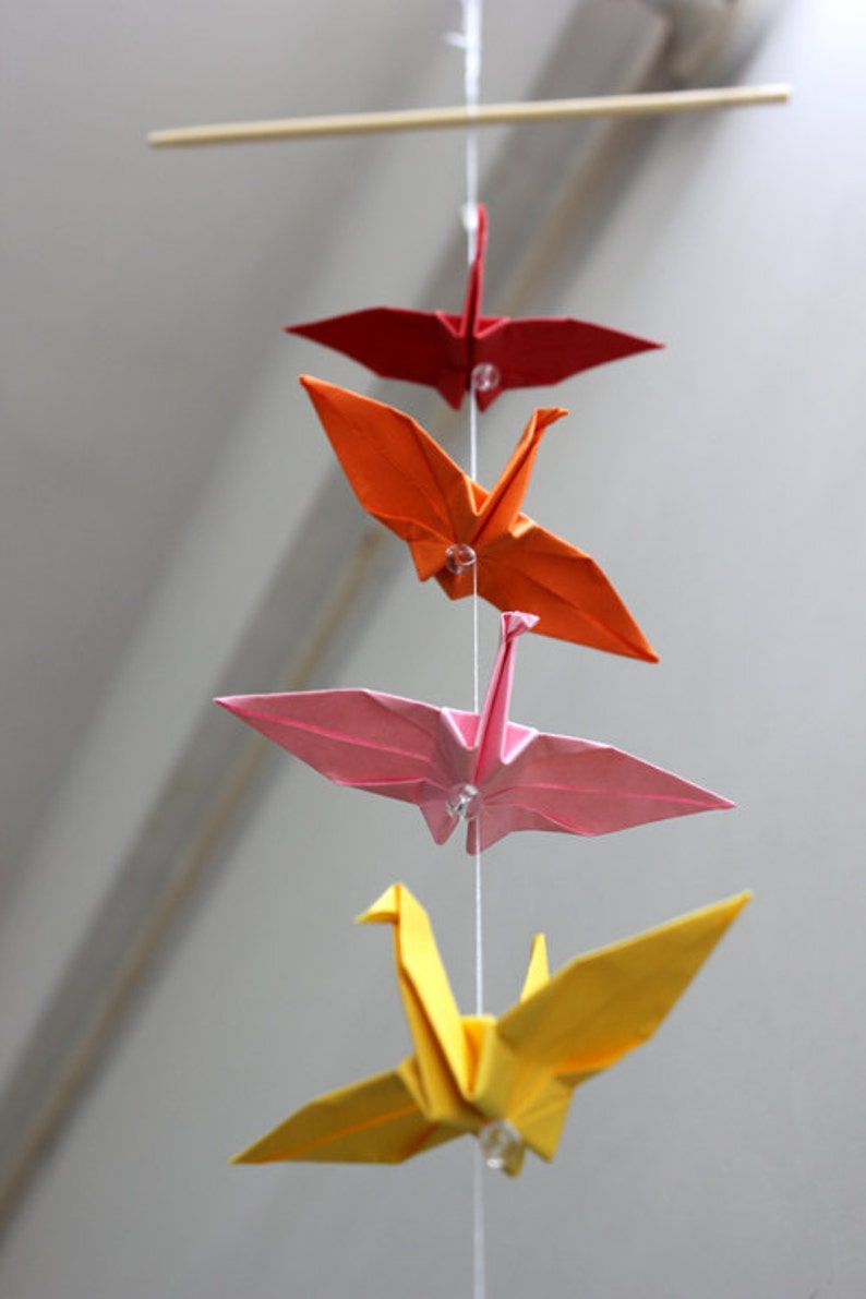 Baby Crib Mobile Origami Paper Crane Colorful Rainbow Cranes for Room Bedroom Wedding Party Decor Special Gift for Kids image 3