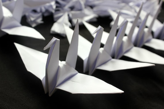 100 Pure White Origami Paper Cranes Crafts Paper Goods Wedding Pure Love 15x15cm Large Origami Crane Wedding Decor