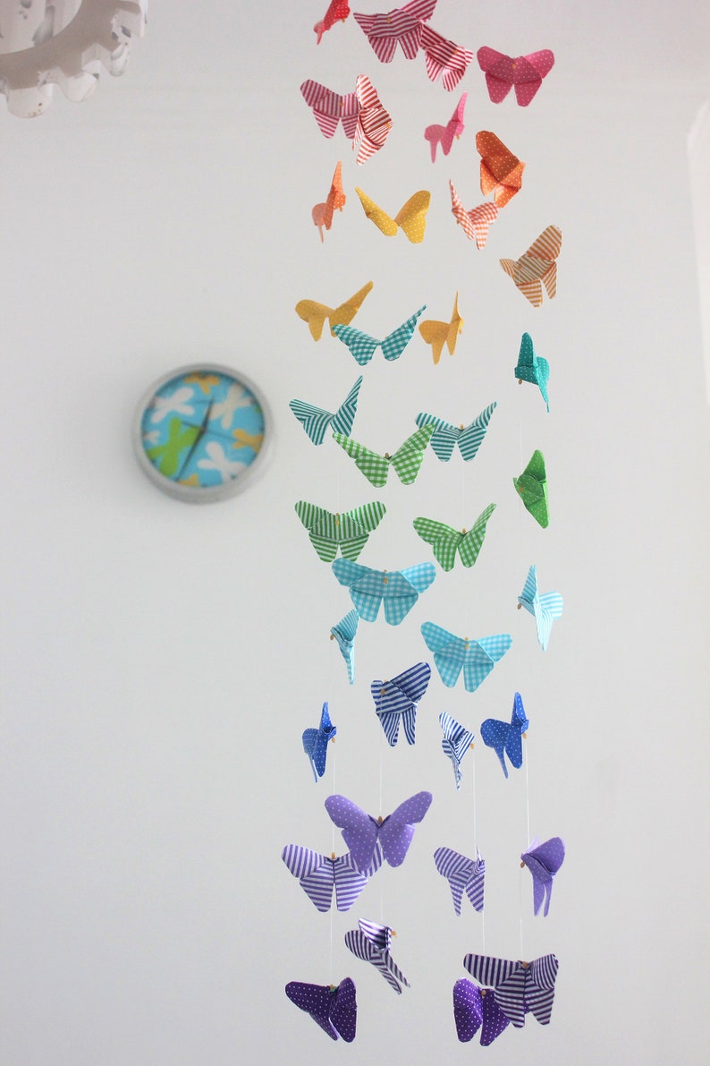 Baby Crib Rainbow Butterfly Mobile Butterflied Chandelier Etsy
