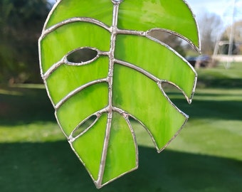 Stained Glass Monstera Leaf - Light Green