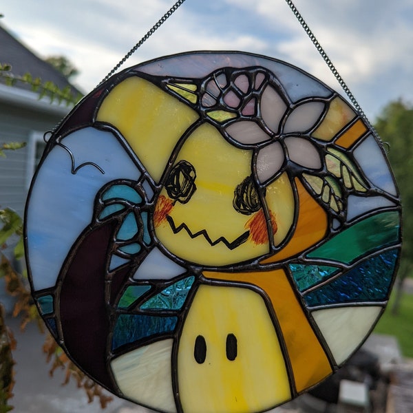 Alola! - Panneau rond de vitrail Mimikyu