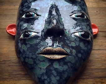 GORO ceramic art wall mask - fully hand sculpted - one off