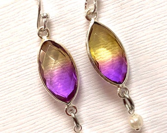 Rainbow Quartz Gem Drop French Hook Earrings