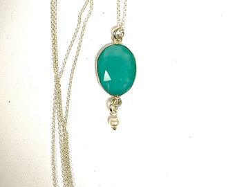 Aqua Chalcedony Pendant