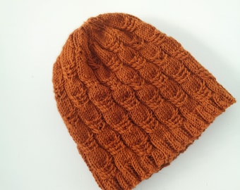 Beanie, lace hat, knitted hat "Hazelnut" made of wool from Merino sheep, suitable for men:)