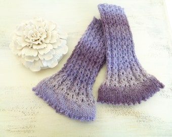 Lace cuffs "Lavender Dance", wrist warmers, arm cuffs, fingerless mittens