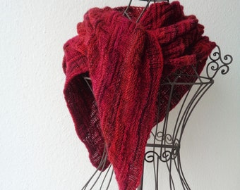 XL scarf "currant" with structured pattern, shoulder scarf, asymmetrical triangular scarf