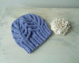 Beanie, lace hat, knitted hat "Lavender" made of wool from Merino sheep