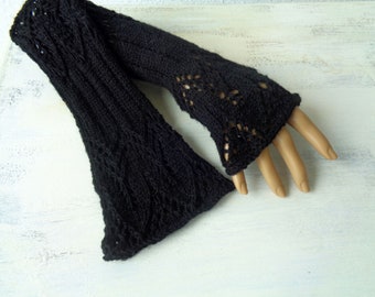 Lacestulpen "Lakritz", Pulswärmer, Armstulpen, fingerless mittens