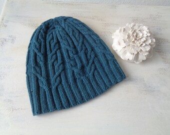 Beanie, knitted hat "Heaven" made of wool from Merino sheep, size M