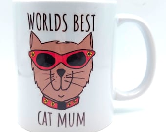 Cat Mum Mug | Worlds Best Cat Mum | Matching Mug and Coaster Set