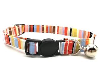 Cat Collar -  Red stripe with breakaway safety collar