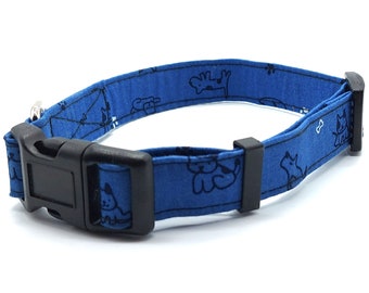 Blue Puppy Design Adjustable dog collar and bowtie