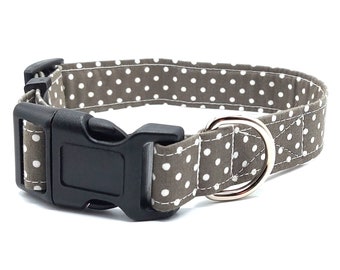 Grey Spotty Dog Collar | Adjustable dog collar | Classic dog collar | dog collar and lead set |
