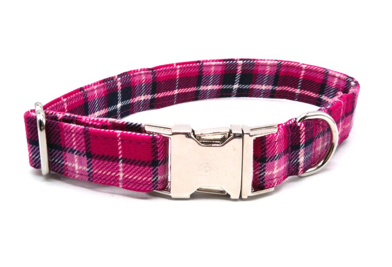 pink tartan dog collar