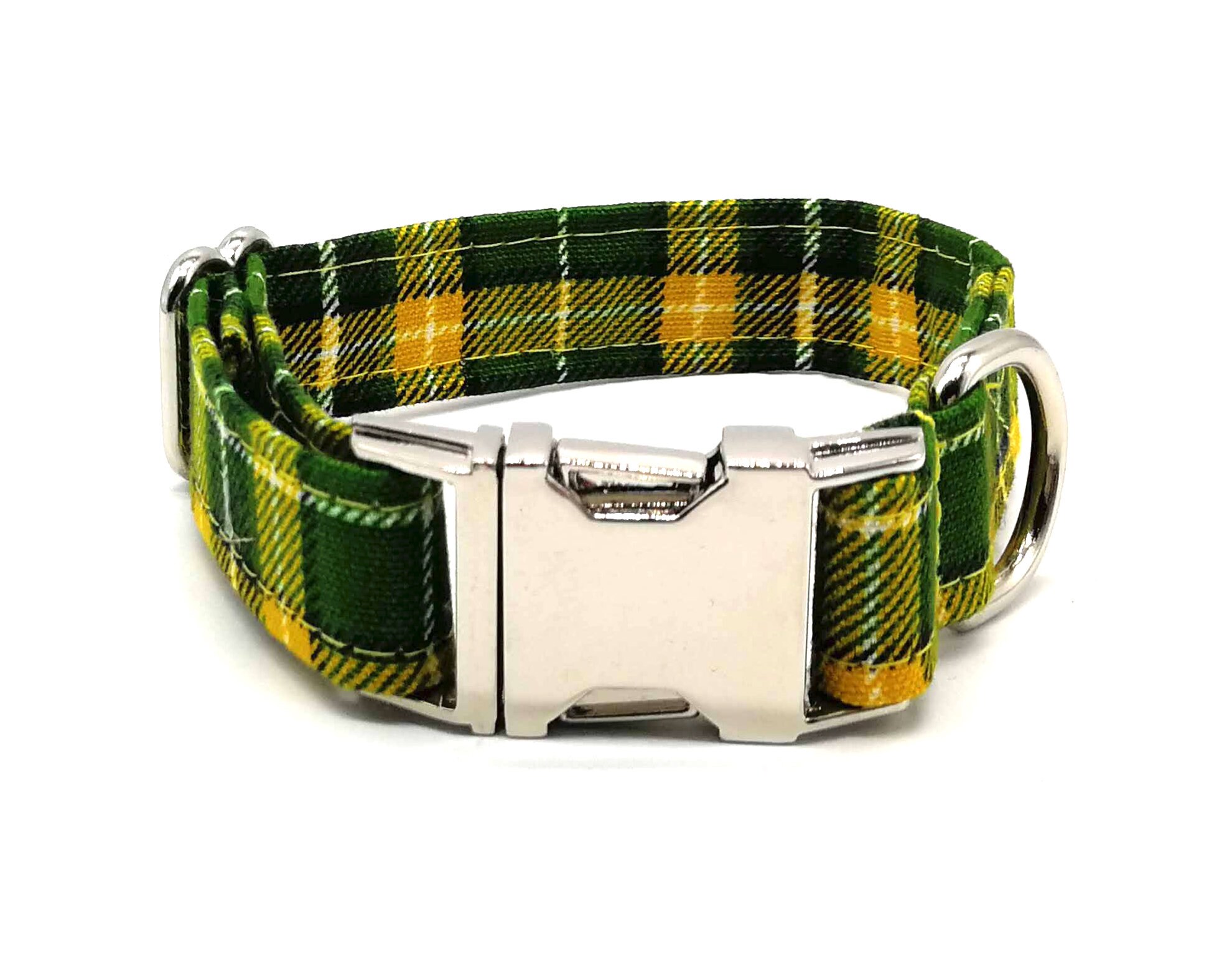 Dog Collar Green Plaid Check Dog Collar Etsy