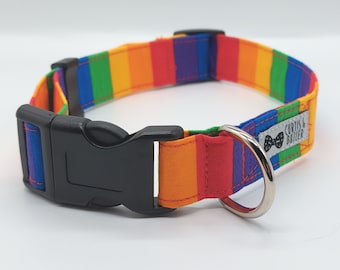 Rainbow Stripe Dog Collar