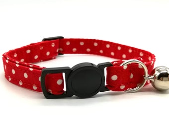 Cat Collar red spotty breakaway safety - matching bowtie available