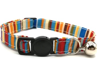 Cat Collar -  Tommy stripe breakaway safety collar