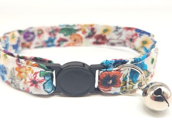 Cat Collar - multi floral fabric design