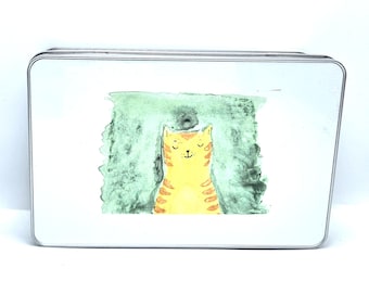 Brown Cat metal treat tin