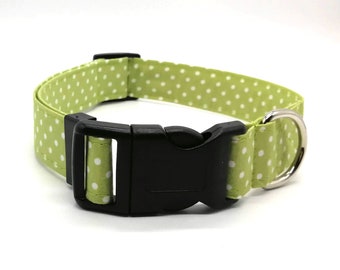 Green Spotty adjustable dog collar